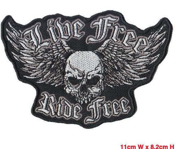 LIBE FREE Skulls Skeleton Embroidery Patch Iron On Patches Punk Rock Applique Label Badge Biker Patches For Clothes