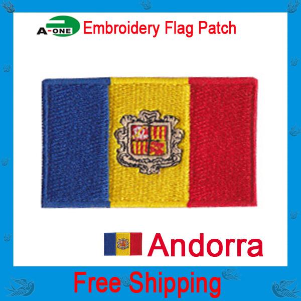 andorra Flag patch embroidered Iron On Towel fabric patch sew on sew on Motif Applique garment embroidery patch DIY accessory free shipping