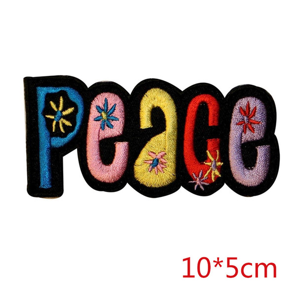 HIPPIE peace sign letter embroidery iron-on patch applique for Jacket Jeans Clothing Badge Backpack trousers DIY Stripes