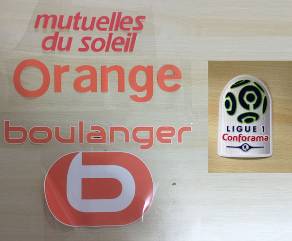 1718 Ligue 1 Home Marseille Sponsor Patch With Orange Soccer Patch Badge Heat Transfer Printing Fabric and Sewing