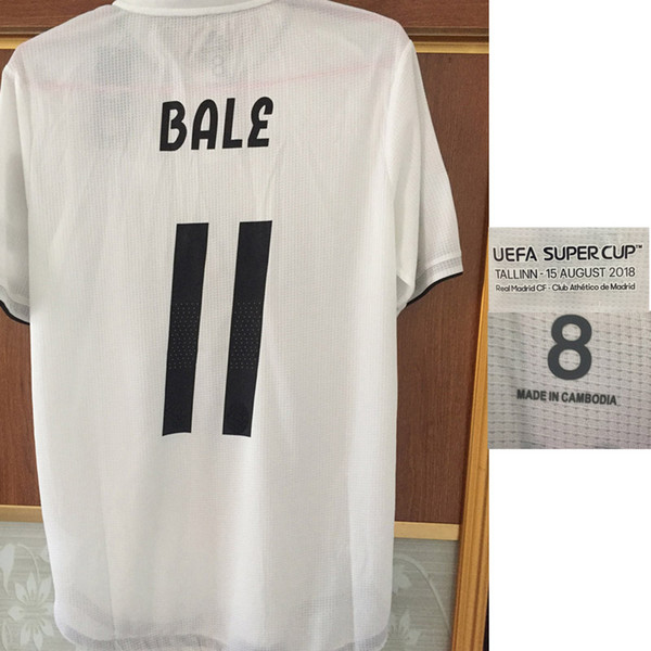 2018 2019 Modric Match Worn Player Issue Player version Super Cup Bale Benzema Asensio Isco Modric MARCELO Varane Camiseta de futbol Fabric