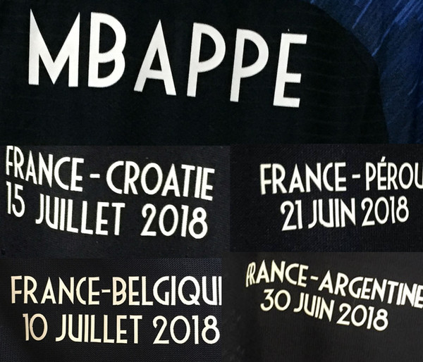 2018 Match Worn Final Mbappe Griezmann Pogba Pavard Giroud Varane Thauvin Mbappe With Full Patch Fabric and Sewing