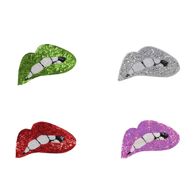 Diy Clothes Badge Embroidered Creative Lips Style Cloth Sequin Patch Stickers Green Silver High Quality 2 2xy Ww