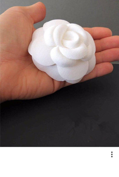 fabric flower DIY material Camellia white flower with sticker 10pcs a lot