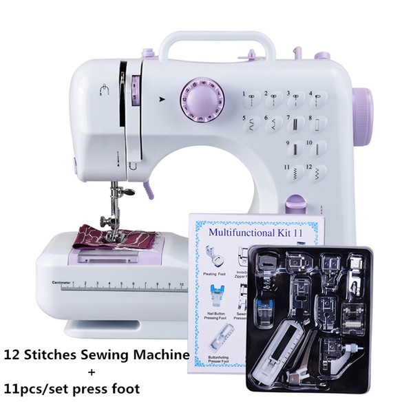 Multifunction Mini Sewing Machine 505A 12 Stitches Replaceable + 11pc Presser Foot Power Supply LED Light Sewing classes