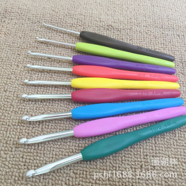 9pcs/set Multicolor Knitting Needles Mixed Metal Hook Crochet Template Kit TPR And Aluminum For Loom Tool Band DIY Crafts 13.7cm