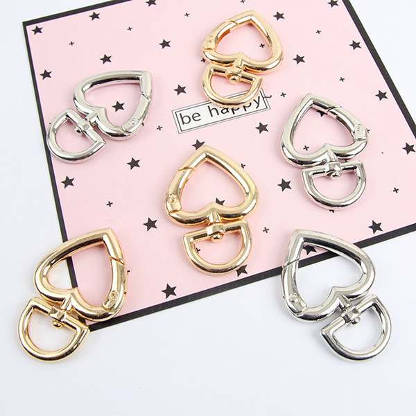 Heart Metal Buckles For Bag Handbag Strap Snap Hooks Keyring Dog Collar Swivel Trigger Clips DIY Leather Crafts QW9927