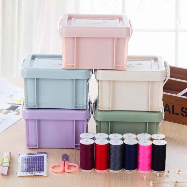 Needle Threads Box Set 15pcs/set Portable Mini PP Sewing Box Storage Box Home Sewing Kits OOA5807