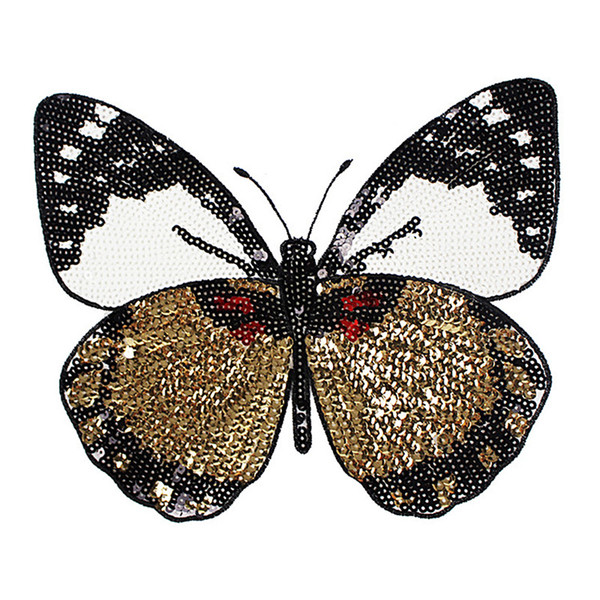 1PCS New Butterfly Patch T-shirt Pants Sequins Ironning On Patch Sewing Holes Applique Clothes Decorative Accessories