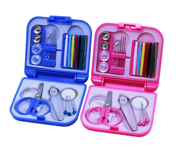 Wholesale New Mini Portable Sewing Box, Needle And Thread Scissors' Suit ,Household Travel DIY Sewing Kit Box Free shipping