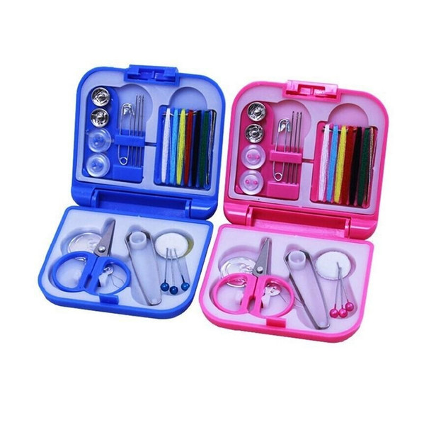 Hot Sale Portable Travel Sewing Set Kits Storage Box Needle Threads Scissor Thimble Buttons Pins Home Tools Sewing Accessories