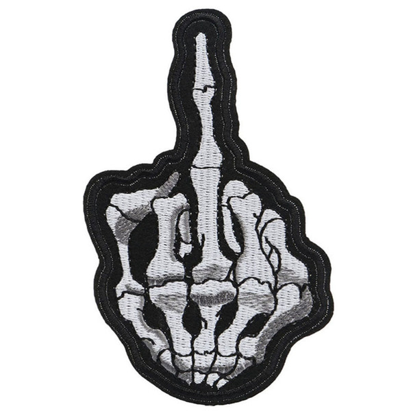 Finger Skulls Skeleton Embroidery Patch Iron On Patches Punk Rock Applique Label Badge Biker Patches For Clothes