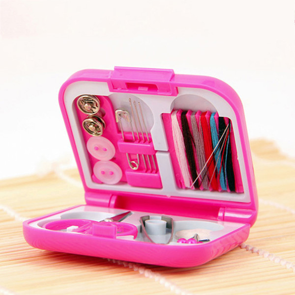 Portable Travel Sewing Kits Box Mini Needle Threads Buttons Scissor Thimble Portable Home Tools Travel Set