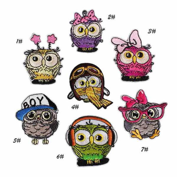 Cartoon Owl Embroidered Patch Iron On Cloth Patches Children's Clothing Accessories Fabric Badge Sticker Bag Denim Jeans Holes Decoration