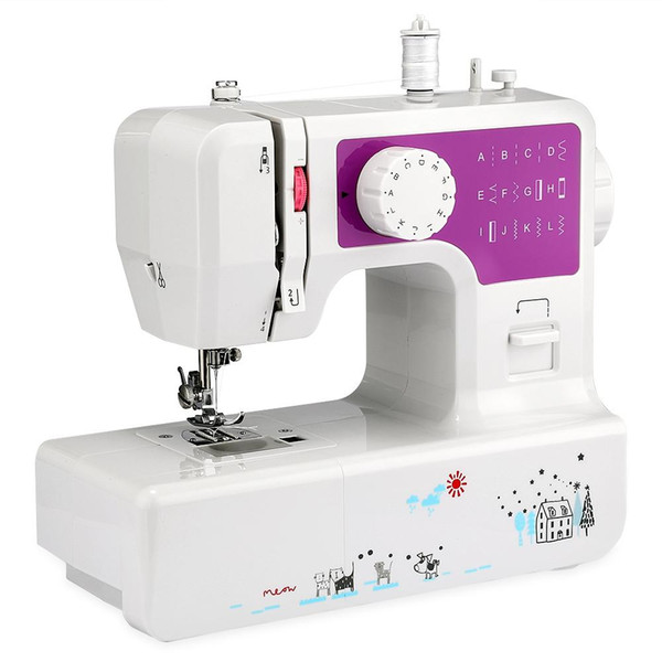 Mini Household Sewing Machine with 12 Different Stitches EU/US Plug Adjustable Speed USB Socket 3 Color Sewing Machine for Home