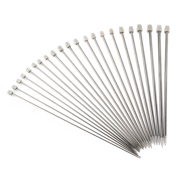 11 Pairs of 36cm Long 2.0mm to 8.0mm Stainless Steel Straight Single Pointed Knitting Needles Crochet Hooks (Silver)