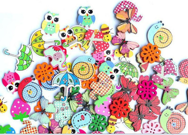 50pc Colorful 15mm 2Hole Wooden Buttons For Scrapbooking Crafts DIY Baby Children Clothing Sewing Accessories Button Decoration