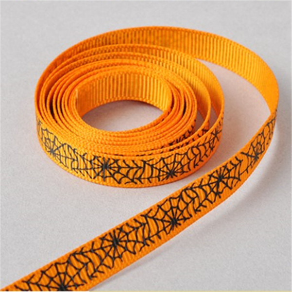 Wide 1cm * Length 22m Halloween Grosgrain ribbon printed Hallowmas Spider Cobwebs Ribbons For Decoration DHL Free Shipping