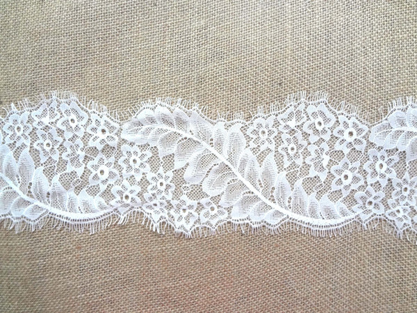 Lace Fabric Trims Jacquard Polyester Guipure Home Textiles Decor Ribbon Sewing Party DIY Clothing Apparel Accessories Floral WHITE 11*300cm