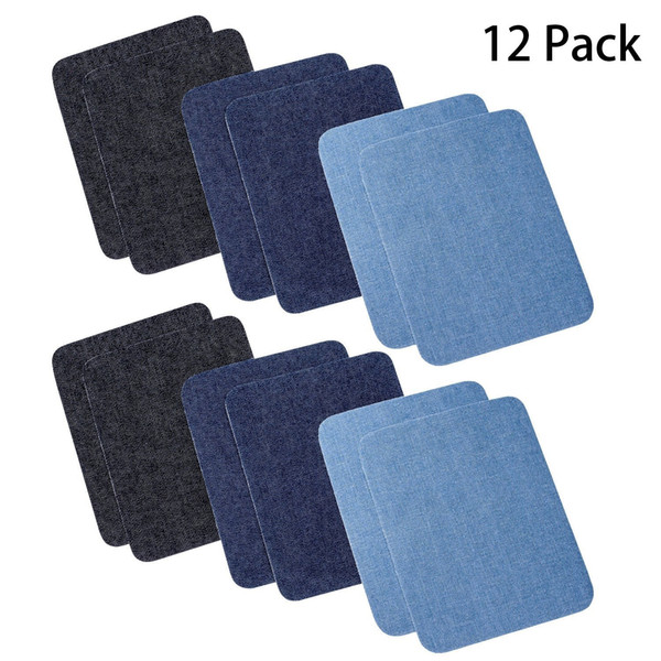 Iron on patches for jeans,clothing and bag 12 pieces Cotton jeans repair kit 3 colors