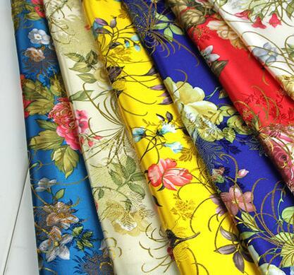 1 yard Chinese brocade with peony Jacquard fabric cheongsam Cosplay Kimono DIY 7 colors