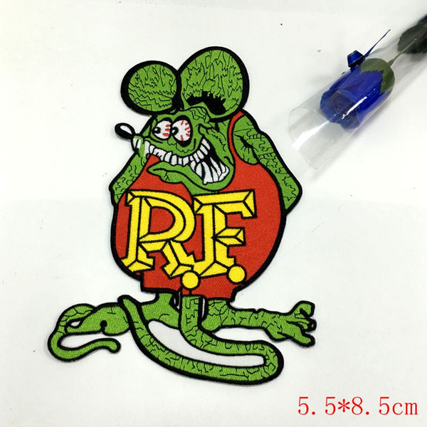 hot sell big green frog HOT ROD PATCH Embroidered Iron on Patches for Clothing DIY Apparel Accessories