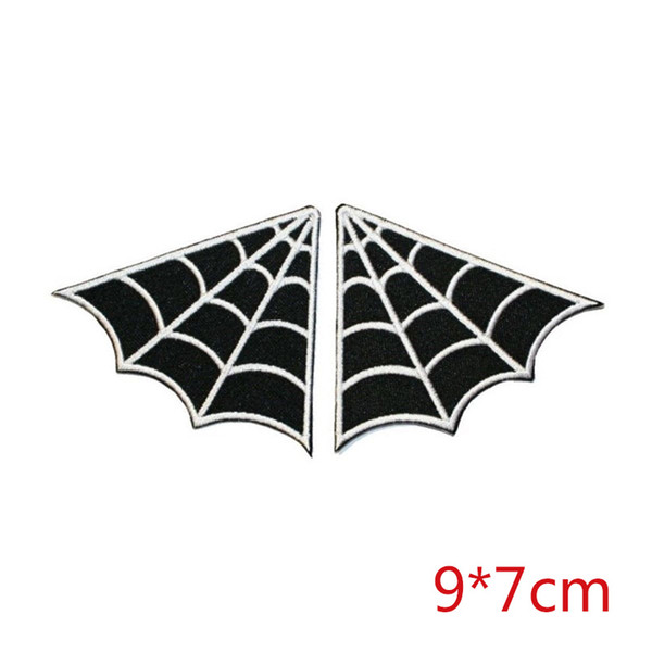 WEB spiderweb set of 2 collar punk goth B/W embroidery iron-on patch applique Stickers Apparel Accessories