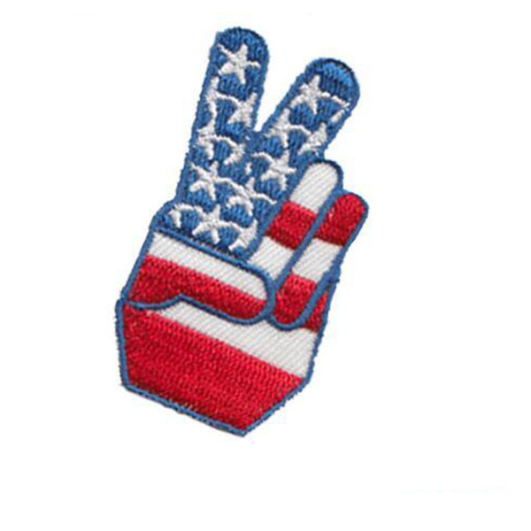 USA American OK Gesture Victory finger embroidered patch clothes Cartoon Applique garment embroidery patches Love Armband accessory