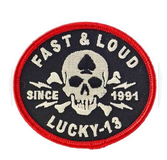 Lucky 13 Fast & Loud Fashion Skull Patch Rockabilly Punk Kustom Kulture Retro Iron On Embroidery patches