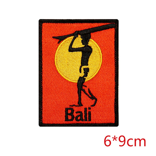 bali Indonesia surfboard beach people bum wave rider ocean surf embroidery iron-on patch DIY Apparel Accessories