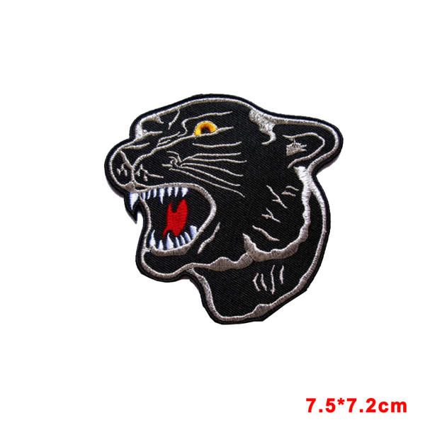 new arrive HUGE BIG BLACK TIGER PANTHER HEAD Embroidered Iron on Patch for Jacket Jeans Clothing Badge