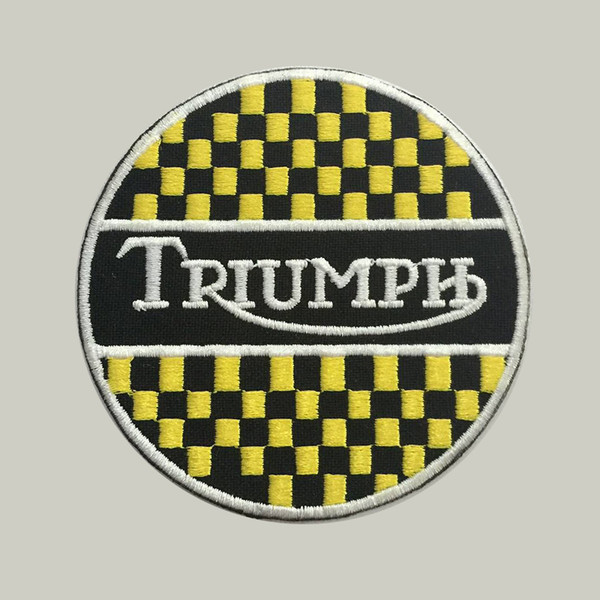 Triumph custom logo patch iron on cloth hat or bag free shipping can be custom embroidery factory in china