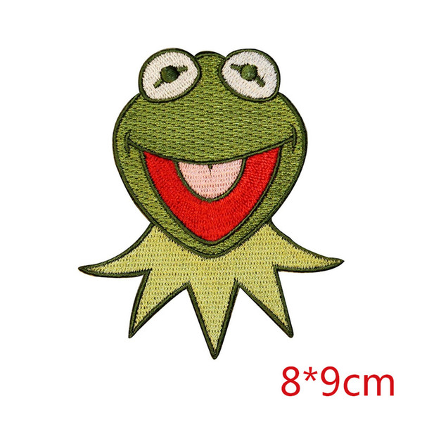 Green Frog face KERMIT muppets show character craft embroidery iron-on patch applique DIY Decoration Patches Fabric Sewing