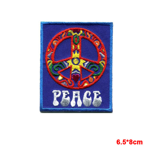 nice new peace sign hippie boho retro flower power love hippy applique fabric badges embroidery iron-on patch