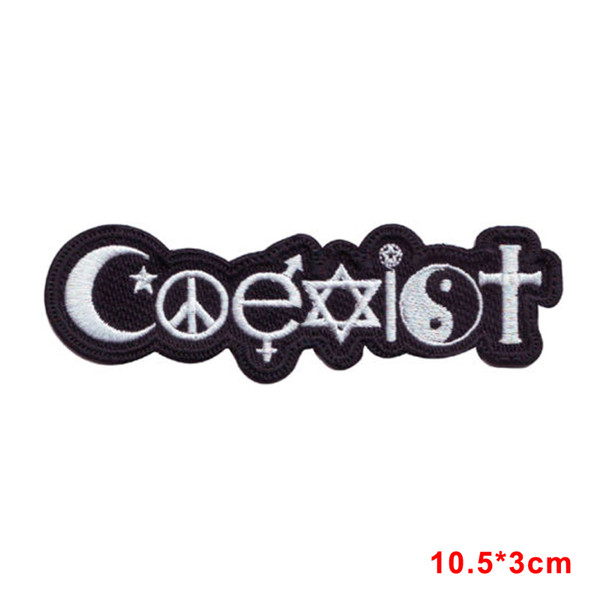 COEXIST moon star peace EMBROIDERED SEW ON PATCH for chlothing for Jacket Jeans Clothing hats Badge