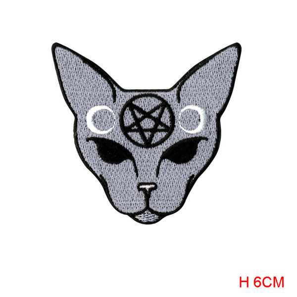 new arrive Goth Cat Patch badge Iron On embroidered backpack biker Fabric Sewing Stickers Apparel Accessories patch