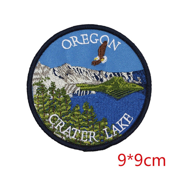 Oregon crater lake state tourism national park souvenir embroidery iron-on patch Stickers Apparel Accessories for Jacket Jeans Clothing Badg