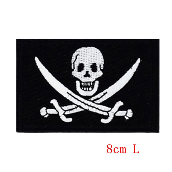 Skull and pirate sword logo Captain Jack Embroidered iron on or sew on patch for Jacket Jeans Clothing Badge