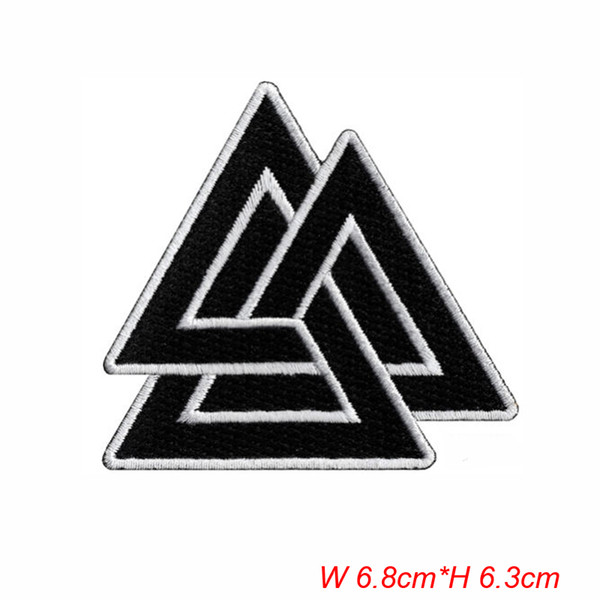 VALKNUT trigon PATCH iron-on embroidered NORSE VIKING ODIN PAGAN SYMBOL BLACK morale tactical Stickers Appliques Apparel Bag