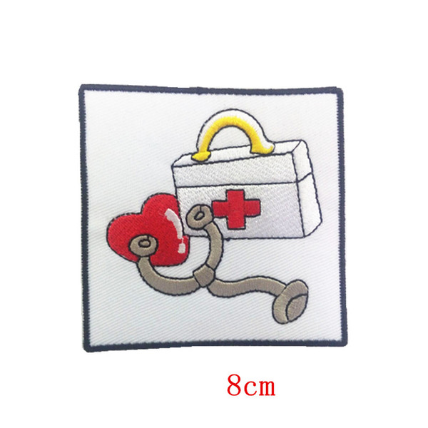 doctor ambulance box Iron On Embroidered Applique Patch Medical First Aid Kit with Heart Stethoscope badge patch