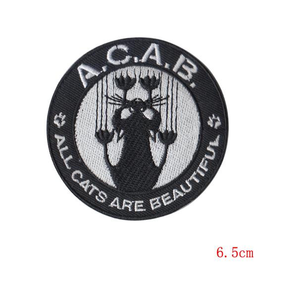 A.C.A.B Cartoon cat patch decorative Decal affixed cloth denim pants repair subsidies patches scrapbooking applique OUTLET STORE