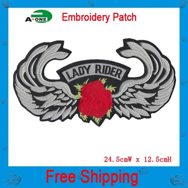 garment patch special text patch computer embroidery badge iron on cloth fabric applique decoration Fabric Sewing patchLADY RIDER letter Emb