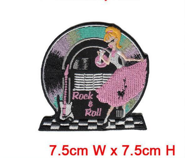 wholesale free shipping computer rock & roll music embroidery patches 10pcs/lot beautiful patch dress decration hot cut iron on cheap price