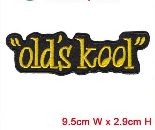 old's kool embroidery patch with words hot cut border Iron on accessories good quality manufactory in China can be customized