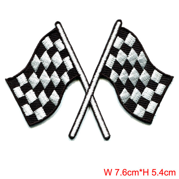 Checkered flag chequered auto car racing rockabilly applique iron-on patch DIY apparel accessories fabric sewing patch