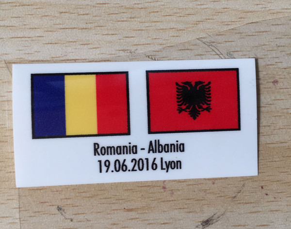 2016 EUR Albania Match Details Albania vs Romania 19.06.2016 Soccer Patch Badge Heat Transfer Printing Fabric and Sewing