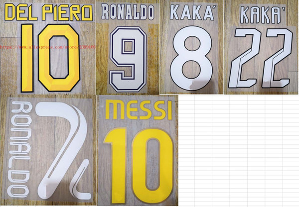 96-97 07-08 08-09 10-11 11-12 DEL PIERO MESSI RONALDO KAKA name numbering nameset soccer patch soccer badge