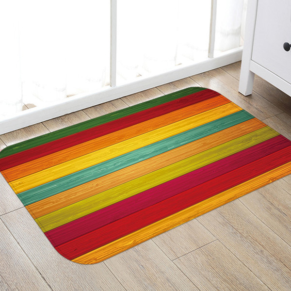 Wood Pattern Anti-slip Area Rug Colorful Living Room Floor Mat Bedroom Carpet Kitchen Bath Rugs Doormat Hallway Floor Mats Home Decor