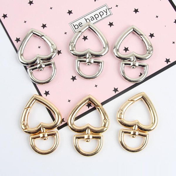 Heart Metal Buckles For Bag Handbag Strap Snap Hooks Keyring Dog Collar Swivel Trigger Clips DIY Leather Crafts