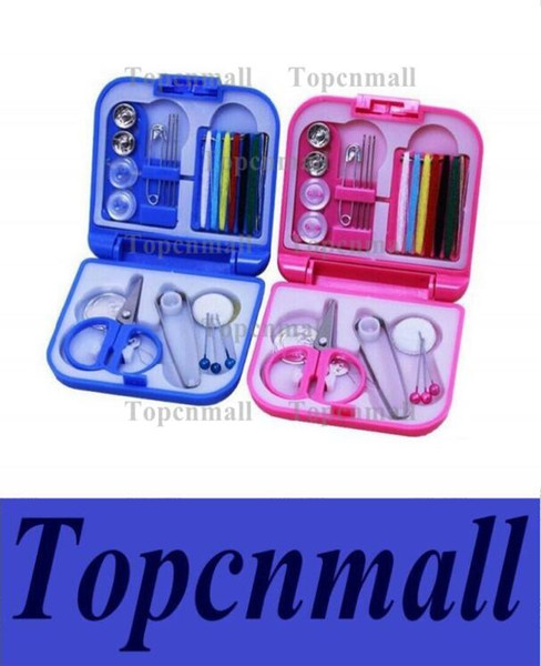 200set Portable Travel Sewing Kit Thread Needles Mini Plastic Case Scissors Tape Pins Thread Threader Set Home Sewing Tools TPML-0102